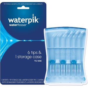 image:imageWaterpik 6 Replacement Tips with Case for Hygienic Storage amp Travel TS100E  Genuine Waterpik Brand Includes 2 Precision 2 Orthodontic 2 Plaque Seeker Water Flosser Tip Refill Heads Nozzles6 Count Pack of 1